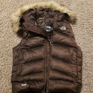 The North Face puffer vest fur hoodie